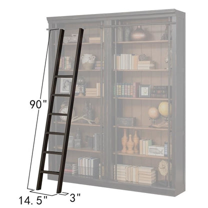 Metal Rolling Ladder, 8-Foot Tall Bookcase Companion, Black