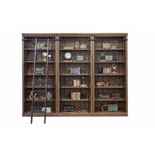 8-Foot Tall 3-Bookcase Wall with Ladder, 5 Adjustable Shelves, Brown