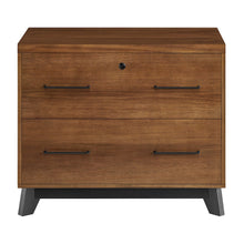Wood Lateral File Cabinet, 2 File Drawers, Fully Assembled, Brown Finish