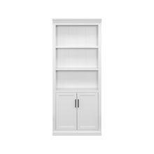 Modern Wood Lower Doors Bookcase, Fully Assembled, 3 Adjustable Shelves, White