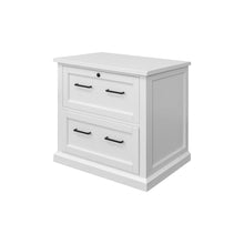 Wood Lateral File Cabinet, 2 Locking File Drawers, White Finish