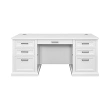 Wood Double Pedestal Executive Desk, 7 Drawers, 2 Locking Files, White