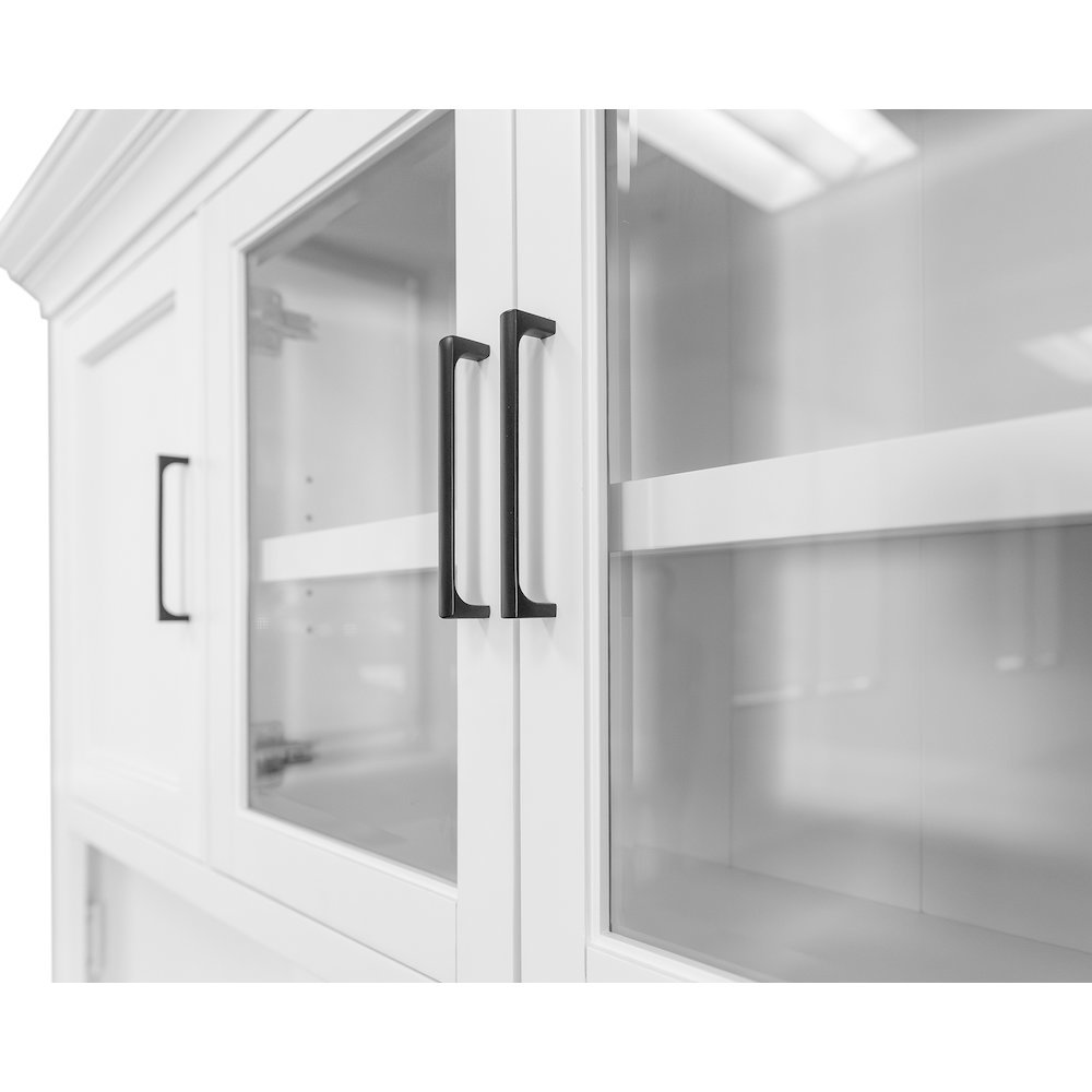 Storage Hutch, Glass & Wood Doors, Adjustable Shelves, White