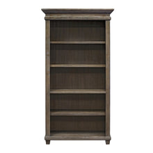 Wood Open Bookcase, 3 Adjustable Shelves, Fixed Shelf, Gray Finish