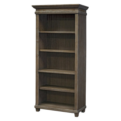 Wood Open Bookcase, 3 Adjustable Shelves, Fixed Shelf, Gray Finish