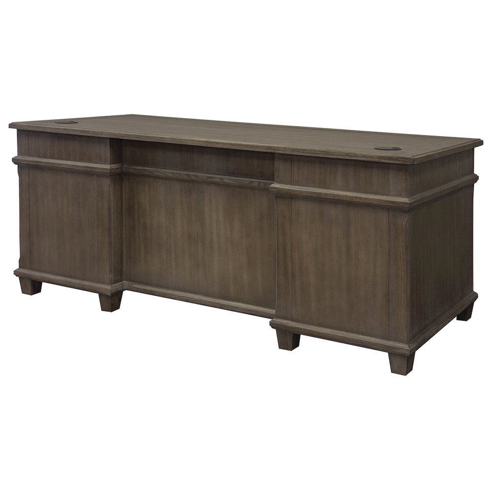 Wood Double Pedestal Executive Desk, 7 Drawers, 2 File Drawers, Gray