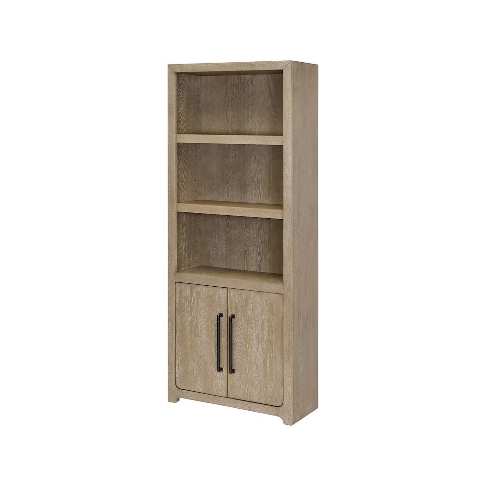 Wood Bookcase with Doors and Storage, Tall Bookshelf with Enclosed Shelves