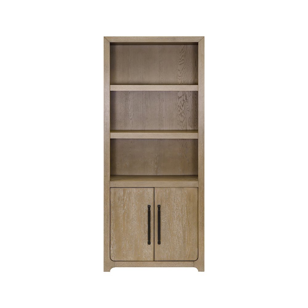 Wood Bookcase with Doors and Storage, Tall Bookshelf with Enclosed Shelves
