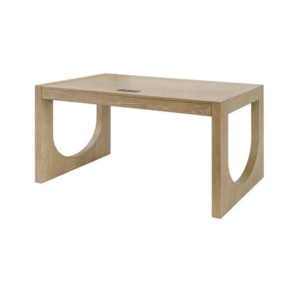 Modern Light Brown Desk – 55 Inch Computer Desk With Long Table Design
