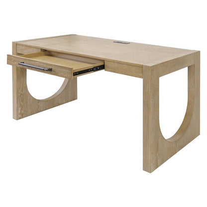 Modern Light Brown Desk – 55 Inch Computer Desk With Long Table Design