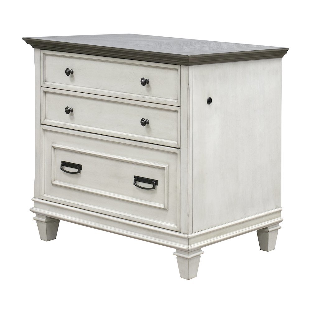 White Wood File Cabinet with Lock, 3-Drawer Lateral Filing Cabinet