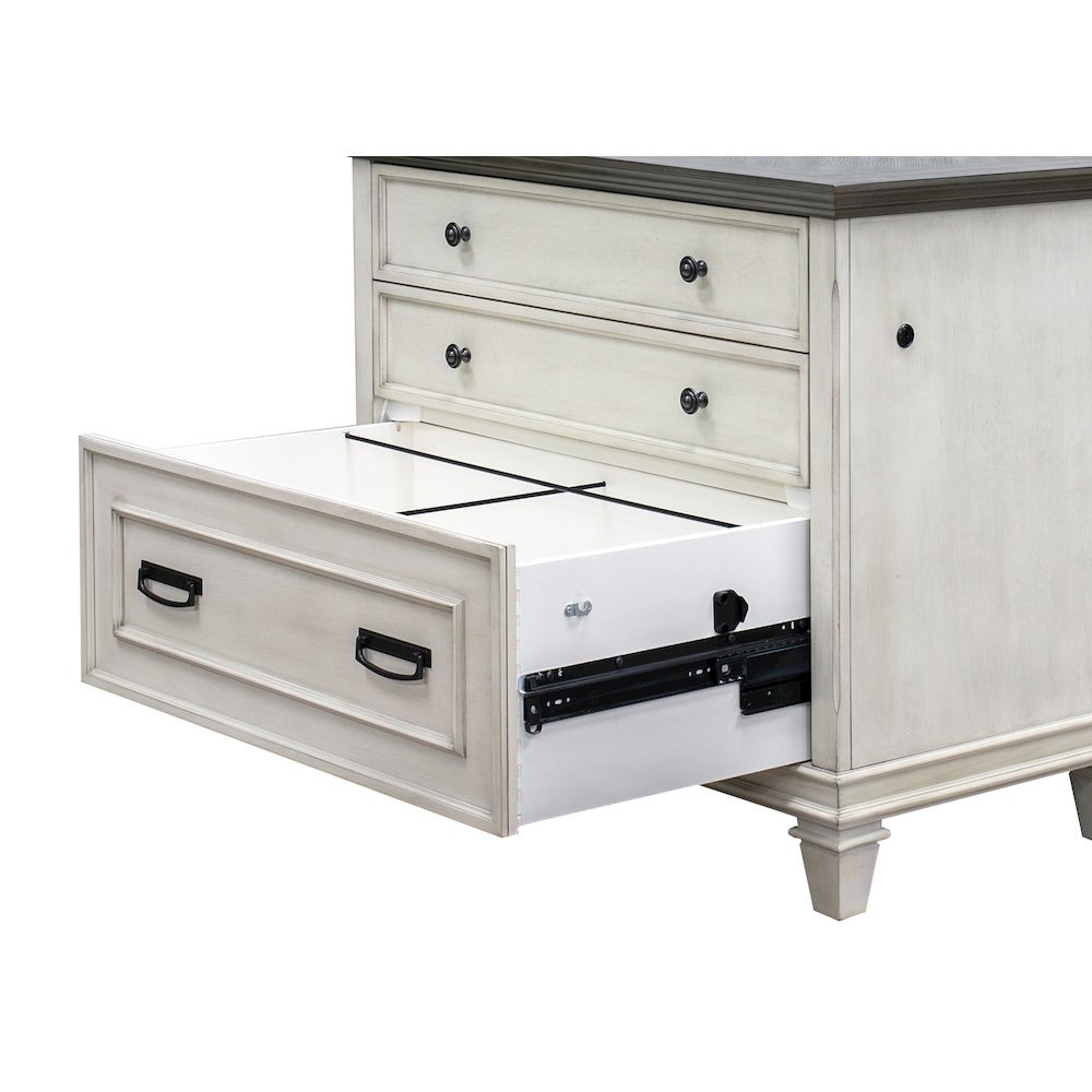 White Wood File Cabinet with Lock, 3-Drawer Lateral Filing Cabinet