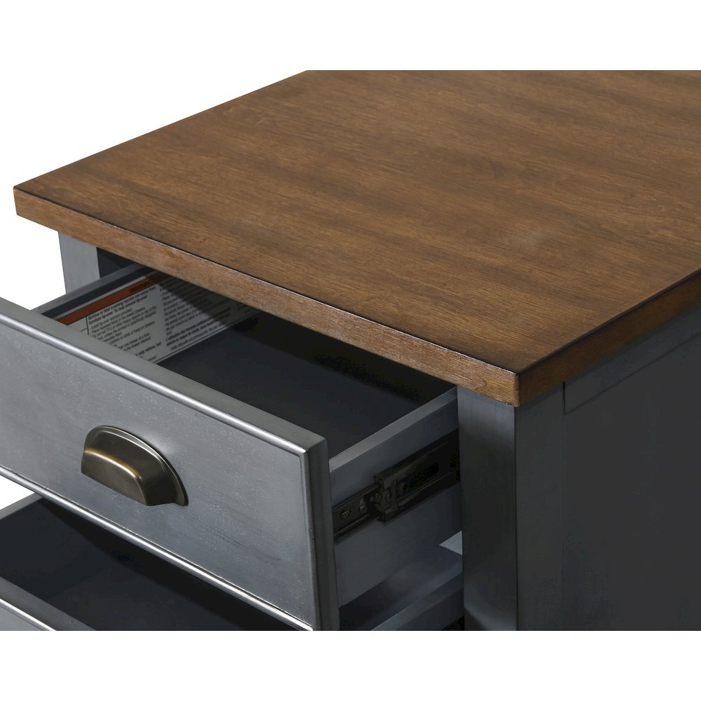 Three Drawer Wood File Cabinet, 1 Letter-Size File, 2 Utility, Blue