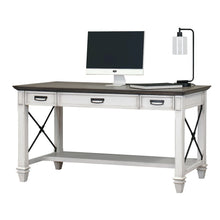 Wood Writing Desk, 3 Utility Drawers, Power Center, Charging Shelf, White