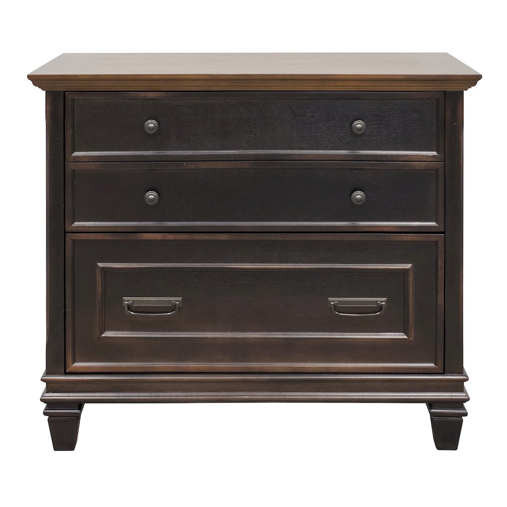 Brown Wood File Cabinet with Lock, 3-Drawer Lateral Filing Cabinet