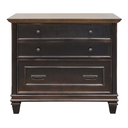 Brown Wood File Cabinet with Lock, 3-Drawer Lateral Filing Cabinet
