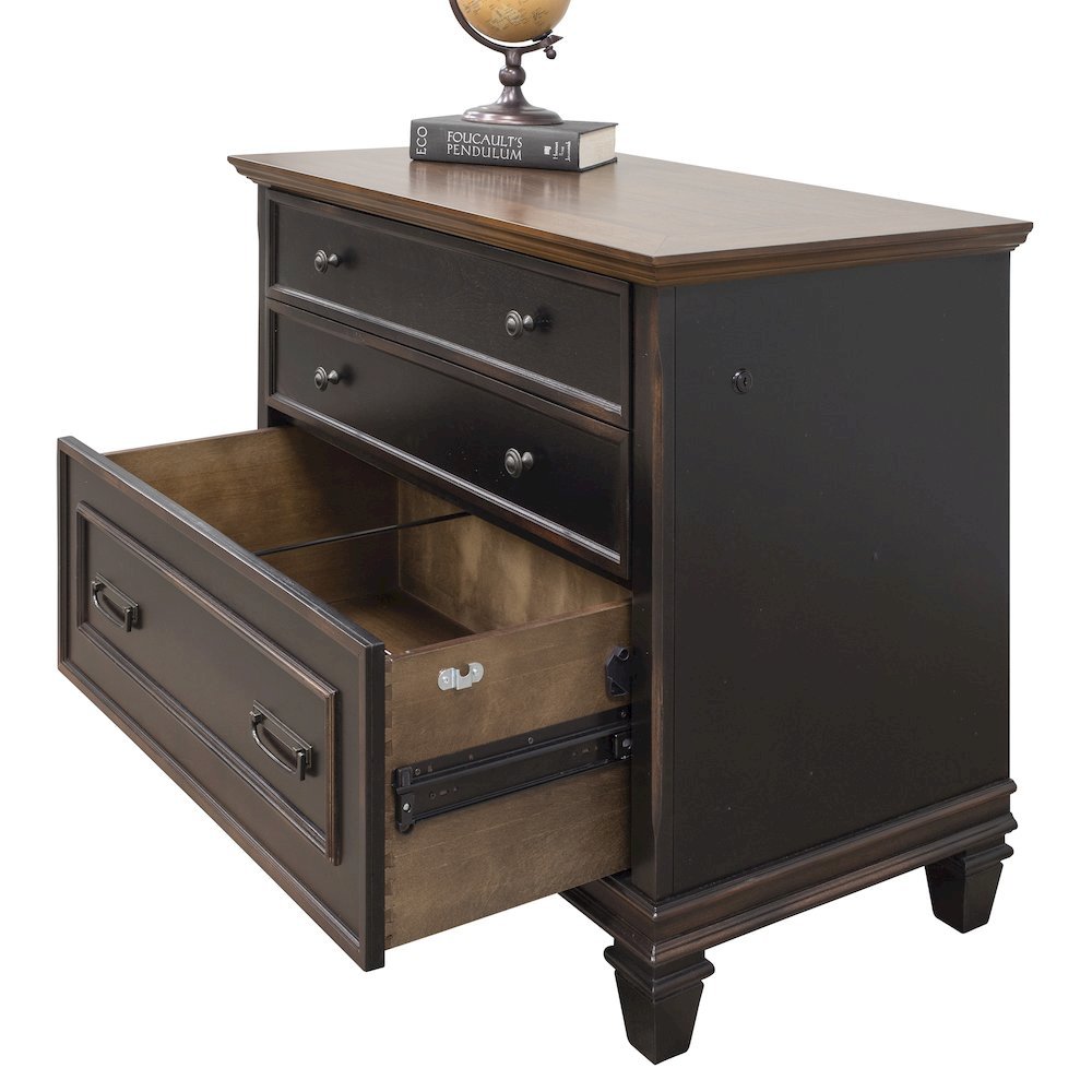 Brown Wood File Cabinet with Lock, 3-Drawer Lateral Filing Cabinet
