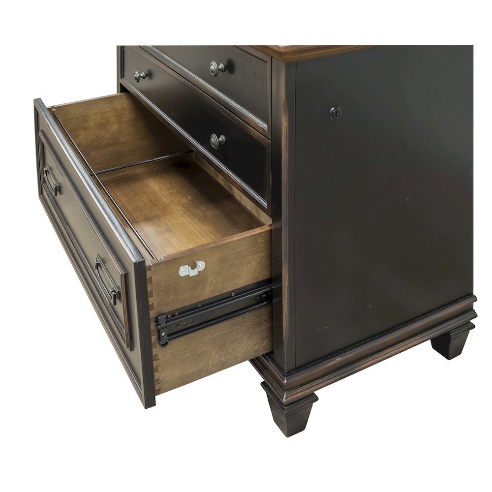 Brown Wood File Cabinet with Lock, 3-Drawer Lateral Filing Cabinet