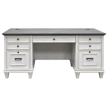 White Wooden Executive Office Desk with Drawers for Home Workspaces