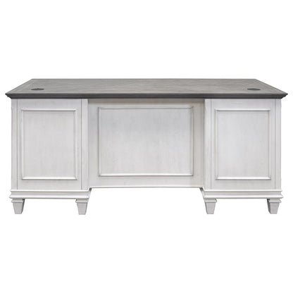 White Wooden Executive Office Desk with Drawers for Home Workspaces