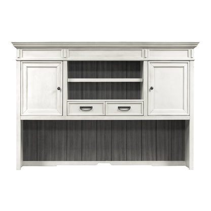 Wood Hutch with Wire Mesh Doors, 2 Utility Drawers, 1 Shelf, White Finish