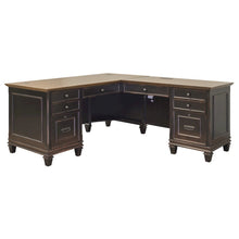 L-Desk & Return, 8 Drawers, Locking File, Brown