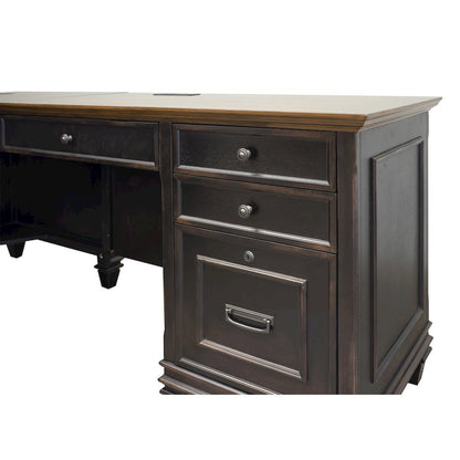 L-Desk & Return, 8 Drawers, Locking File, Brown