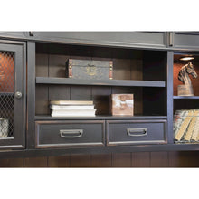 Wood Hutch, Wire Mesh Doors, 2 Utility Drawers, Black