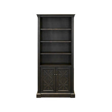 Wood Bookcase With Doors, Fully Assembled, 3 Adjustable Shelves, Brown Finish