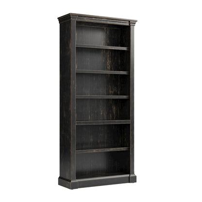 Wood Open Bookcase, 3 Adjustable Shelves, Fixed Shelf, Brown