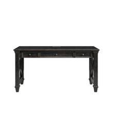 Traditional Wood Writing Desk, 3 Drawers, Power Center, Dark Brown