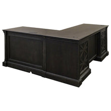 Wood L-Desk & Return, 8 Drawers, 2 Locking Files, Power Center, Brown