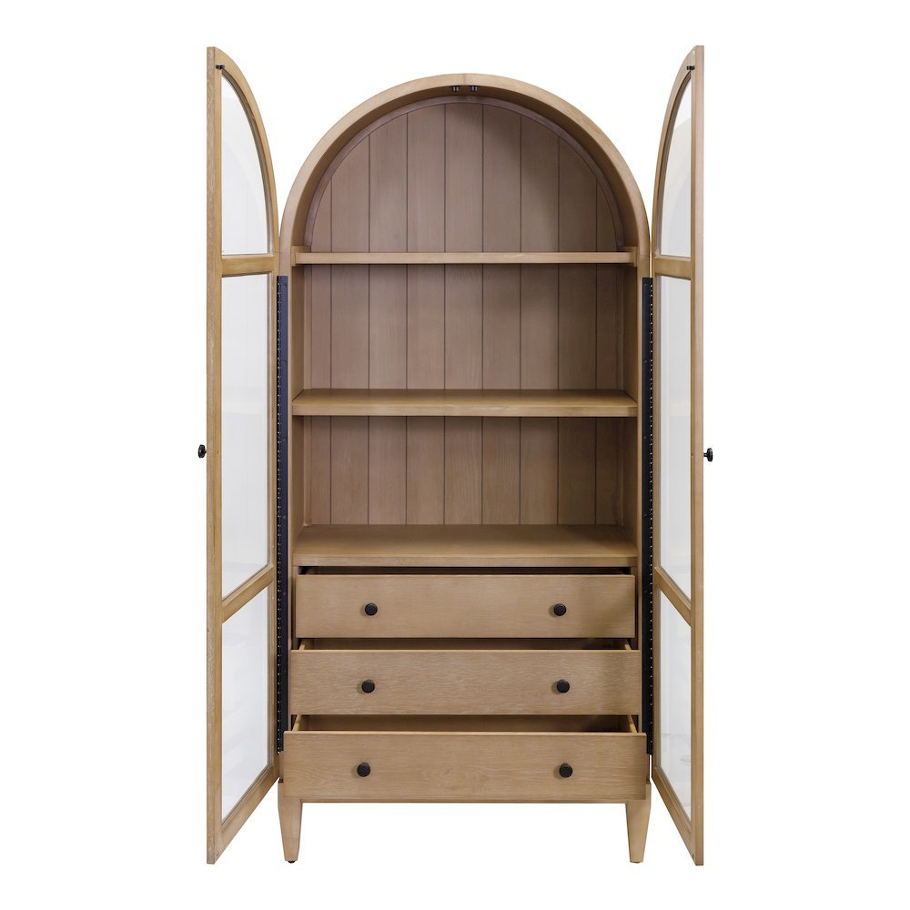 Elegant Arch Cabinet with Storage, Wood Hutch Cabinet for Living Room