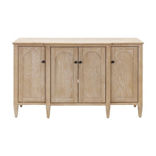 Wood Console Cabinet, 4 Doors, Pull-Out Shelf, Fully Assembled, Brown