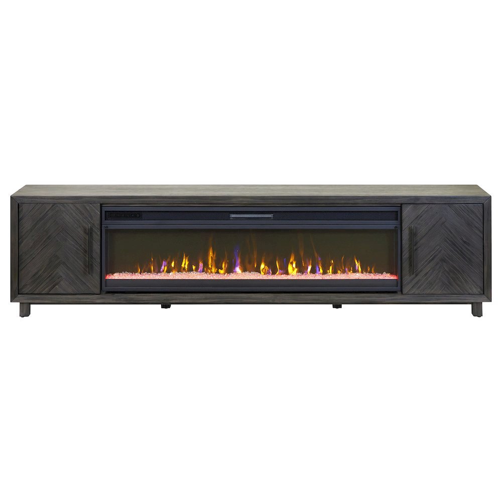 Gray Electric Fireplace TV Stand, Entertainment Console for Living Room