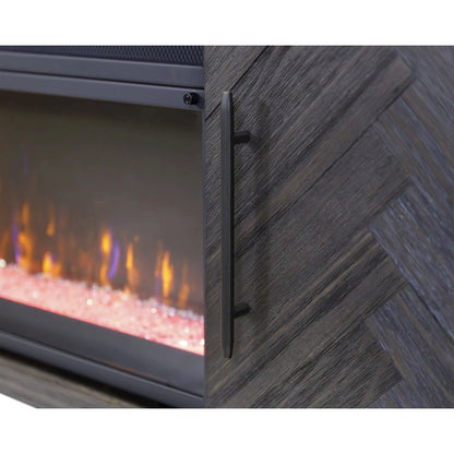 Gray Electric Fireplace TV Stand, Entertainment Console for Living Room