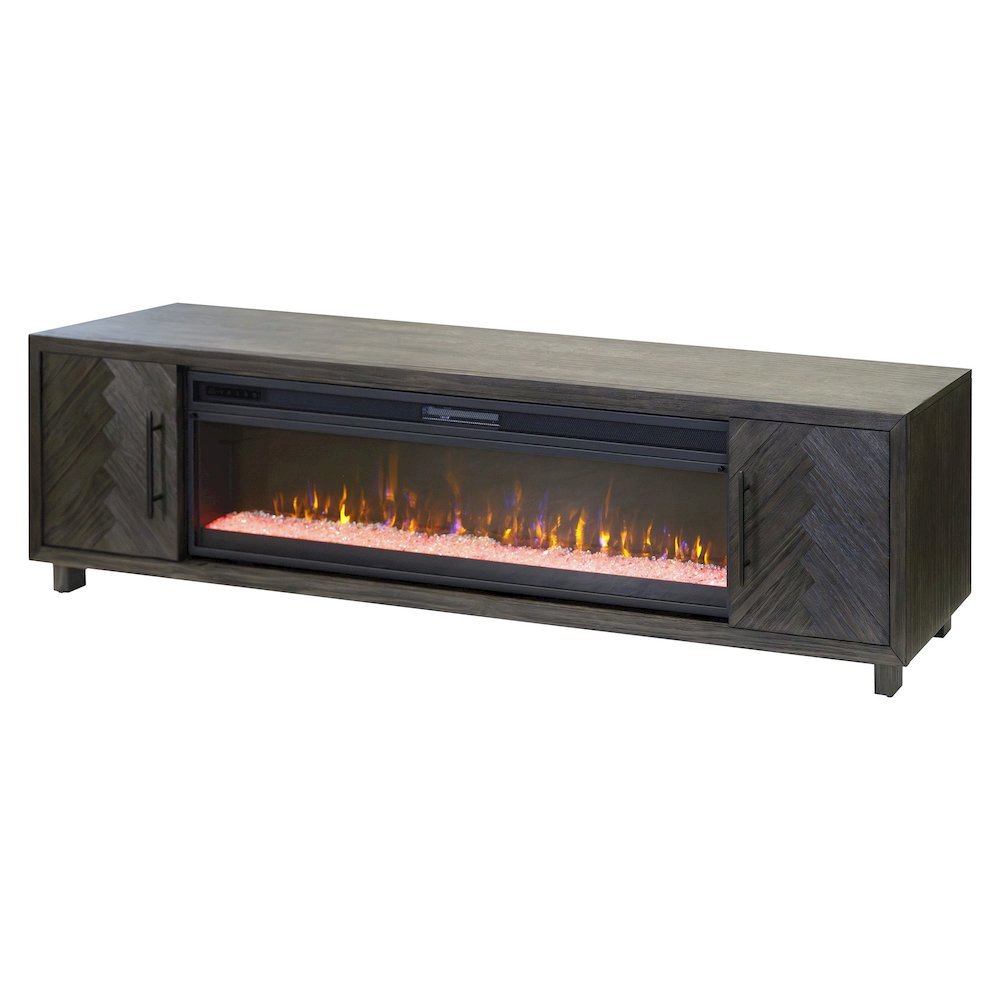 Gray Electric Fireplace TV Stand, Entertainment Console for Living Room