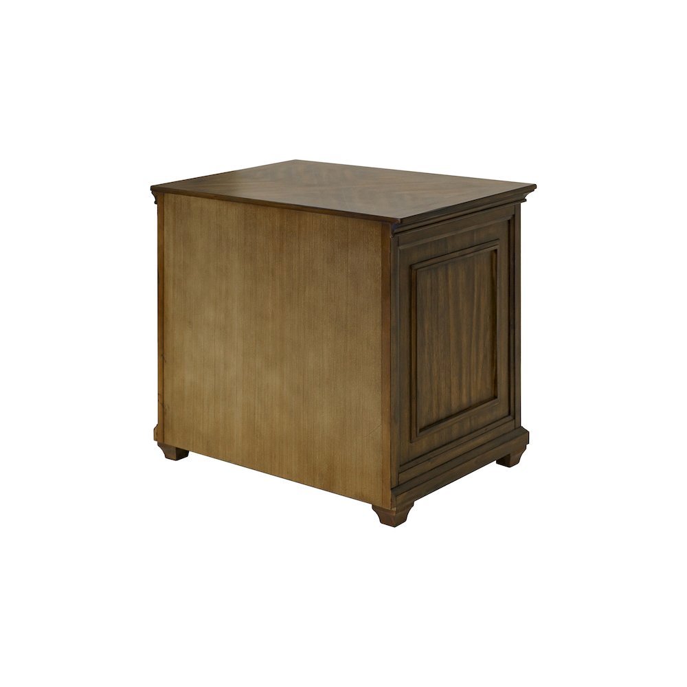 Lateral File Cabinet, 1 Locking File, 1 Utility Drawer, Fully Assembled, Brown