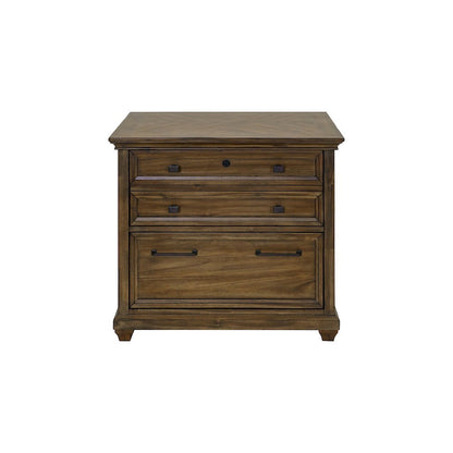 Lateral File Cabinet, 1 Locking File, 1 Utility Drawer, Fully Assembled, Brown