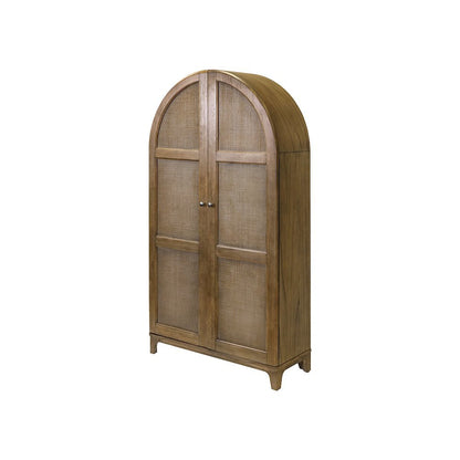 Coastal Arch Bar Cabinet, Fully Assembled, 2 Doors, Wine Storage, Brown