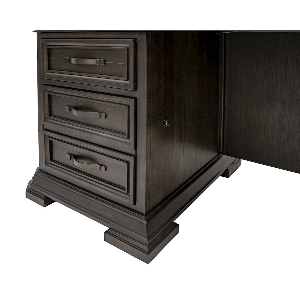 Double Pedestal Executive Desk, 7 Drawers, Locking File, Brown
