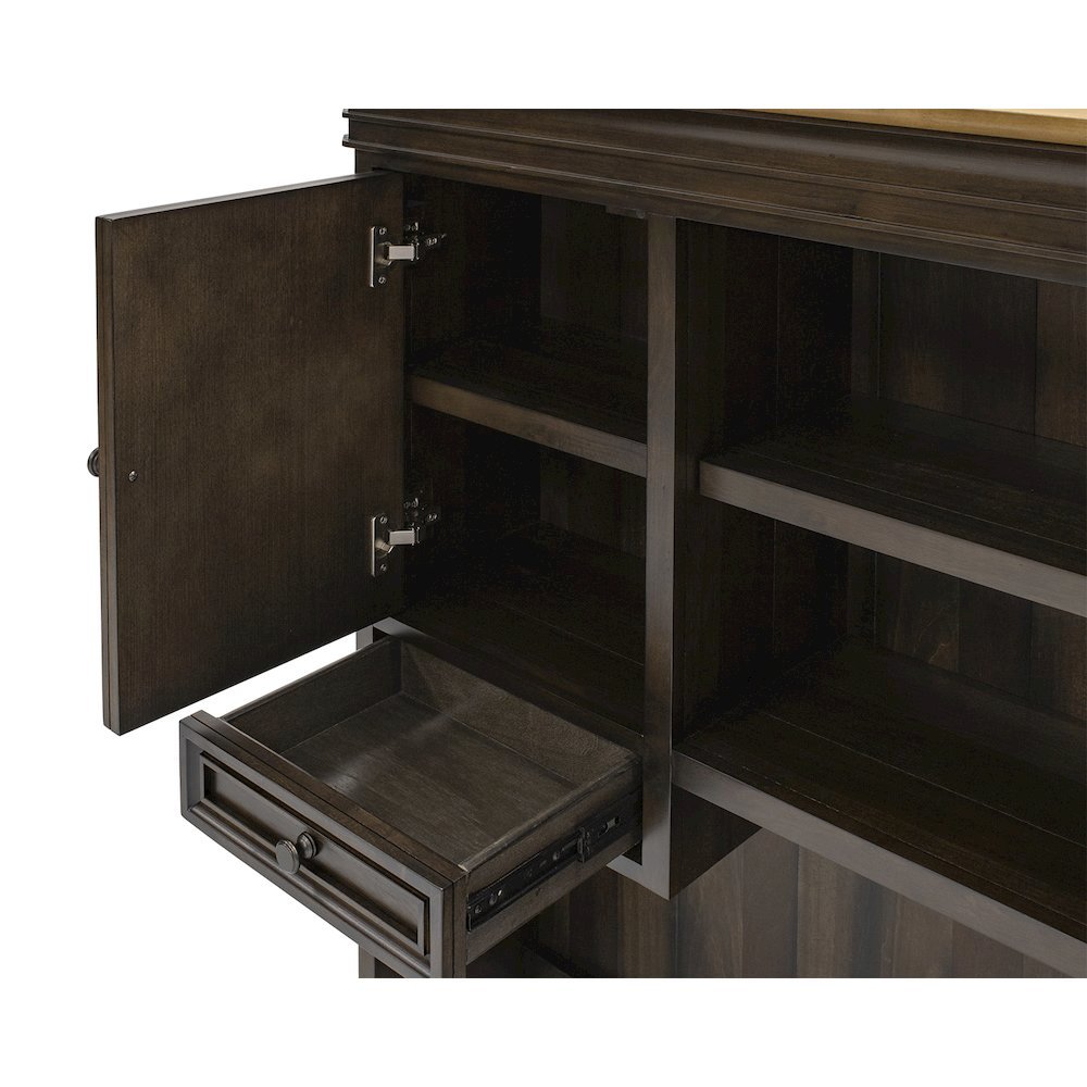 Executive Desk Hutch with Wood Doors, Adjustable Shelves, Brown