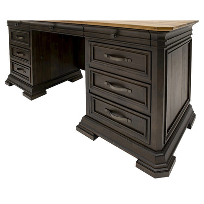 Brown Executive Desk With Drawers – Wooden Office Desk With File Storage