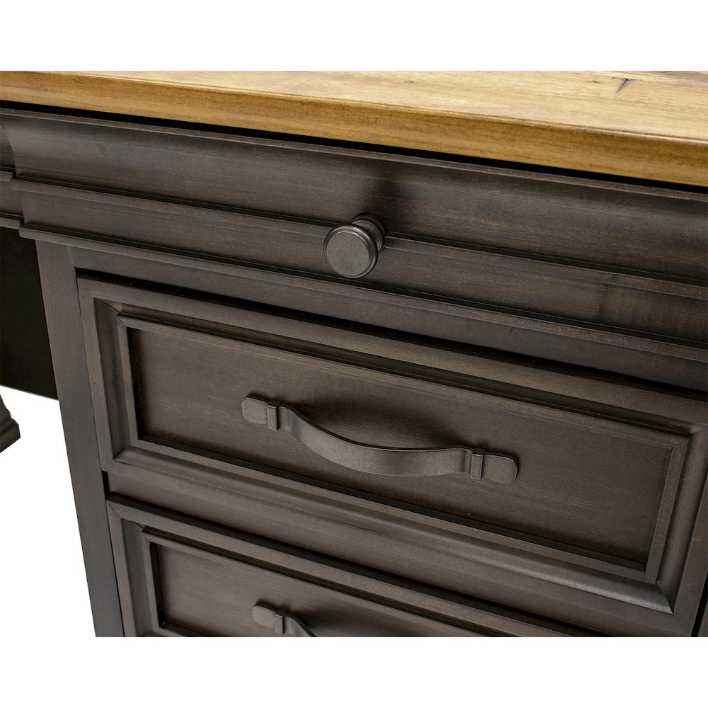 Brown Executive Desk With Drawers – Wooden Office Desk With File Storage
