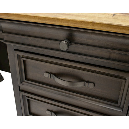 Brown Executive Desk With Drawers – Wooden Office Desk With File Storage
