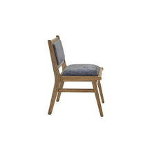 Two Mid-Century Modern Dining Side Chairs, Upholstered, Angled Back, Brown/Blue