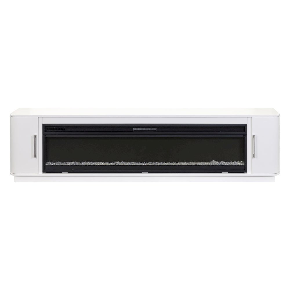 96-Inch Electric Fireplace Console, Infrared Heat, LED Flames, White