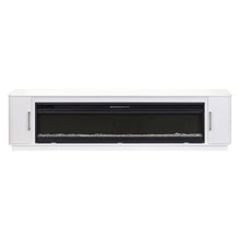 96-Inch Electric Fireplace Console, Infrared Heat, LED Flames, White