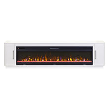 96-Inch Electric Fireplace Console, Infrared Heat, LED Flames, White