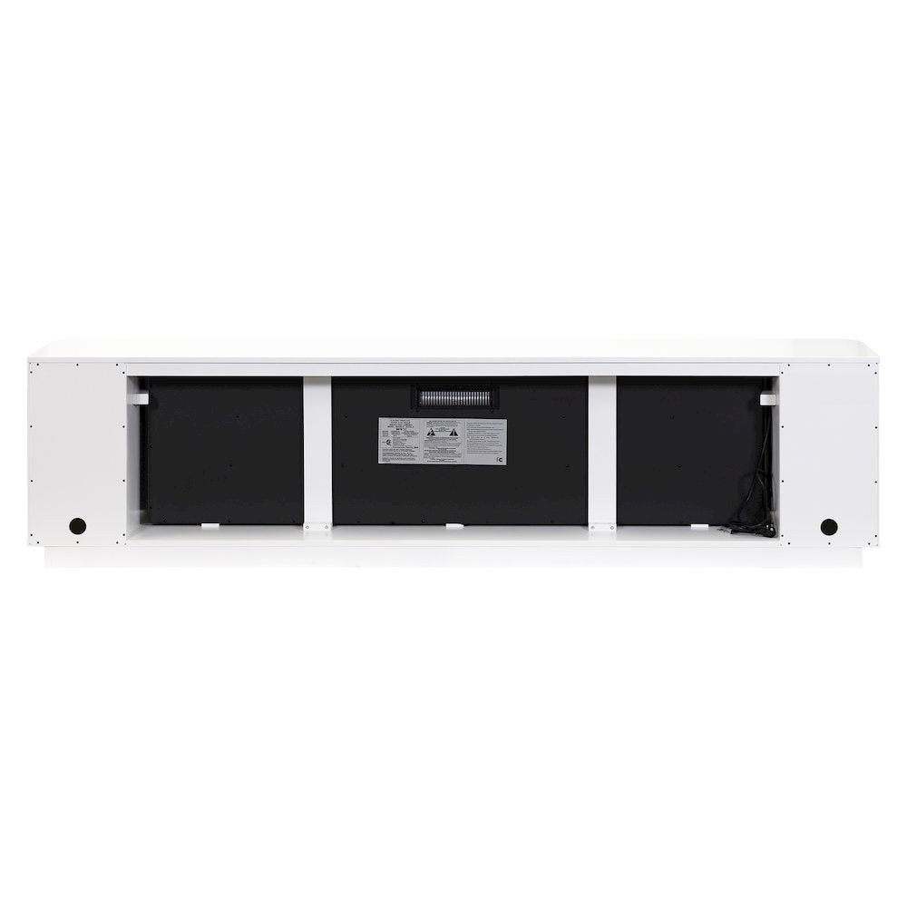 96-Inch Electric Fireplace Console, Infrared Heat, LED Flames, White